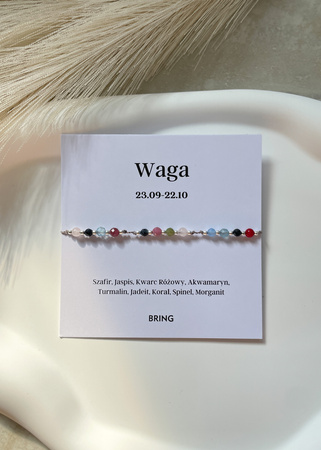 Bransoletka znak zodiaku Waga srebrne kulki