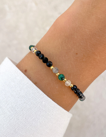 Talizman - czarny turmalin, malachit, cytryn, labradoryt, hematyt - ochrona i dobrobyt