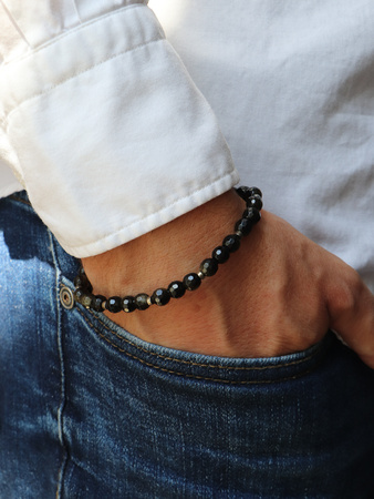 Bransoletka męska - obsydian, hematyt