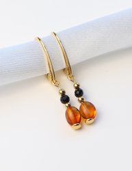 3 cm gold-plated, faceted hoop earrings