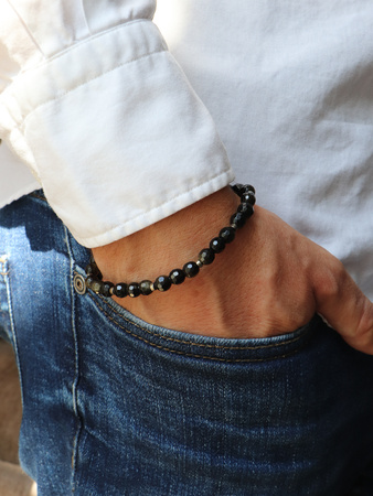 Bransoletka męska - obsydian, hematyt