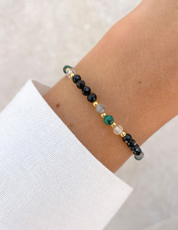 Talizman - czarny turmalin, malachit, cytryn, labradoryt, hematyt - ochrona i dobrobyt