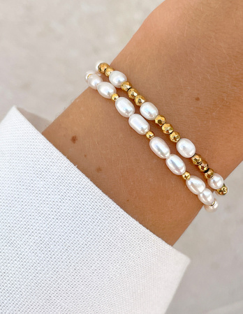 Bransoletki na gumce - perły Bella z hematytem