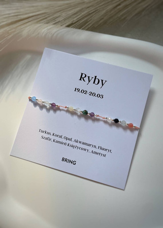 Bransoletka znak zodiaku Ryby srebrne kulki