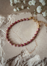 Bransoletka srebrna pozłacana z kamieni naturalnych amazonit