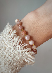 Bransoletka na gumce z Kamieni Słonecznych i Hematytu