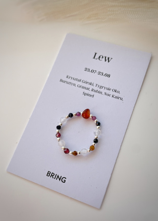 Pierścionek elastyczny znak zodiaku Lew srebrny