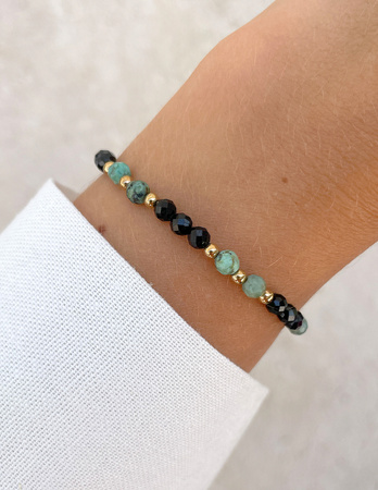 Talizman - czarny turmalin, turkus afrykański, hematyt - ochrona, spokój, szczęście i dobrobyt