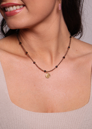 Naszyjnik kwarc dymny z zawieszką