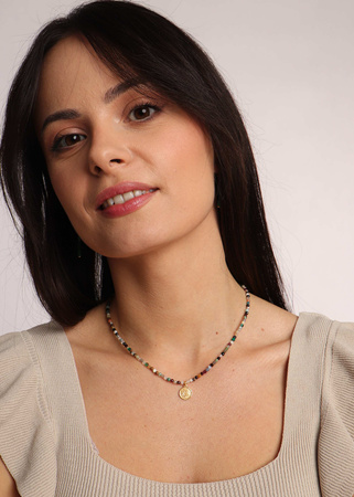 Naszyjnik z kamieni naturalnych Mix Kamieni pozłacany zawieszka