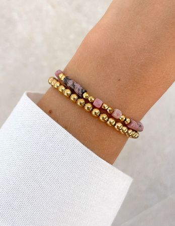 Bransoletki na gumce - rodonit z hematytem