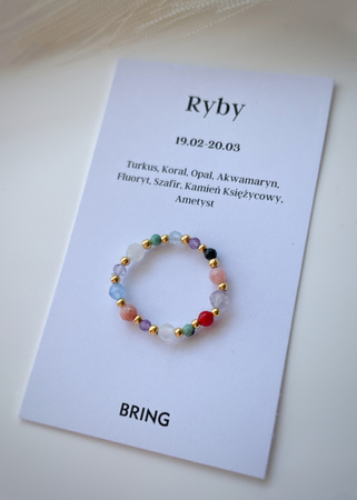 Pierścionek elastyczny znak zodiaku Ryby pozłacane