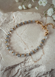 Bransoletka srebrna pozłacana z kamieni naturalnych amazonit