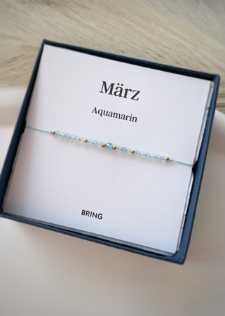 Bransoletka Kamień Urodzeniowy - Marzec pozłacana