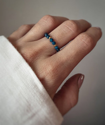 Pierścionek elastyczny kamienie naturalne lapis lazuli