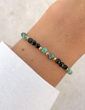 Talizman - czarny turmalin, turkus afrykański, hematyt - ochrona, spokój, szczęście i dobrobyt