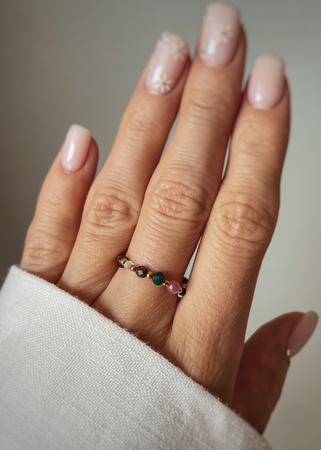 Pierścionek elastyczny znak zodiaku Koziorożec pozłacany