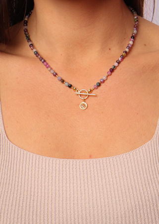 Naszyjnik mix turmalinów toggle z zawieszką