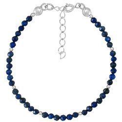 Bransoletka srebrna z kamieni naturalnych lapis lazuli 3mm