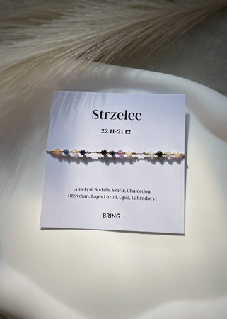 Bransoletka znak zodiaku Strzelec pozlacane kulki 