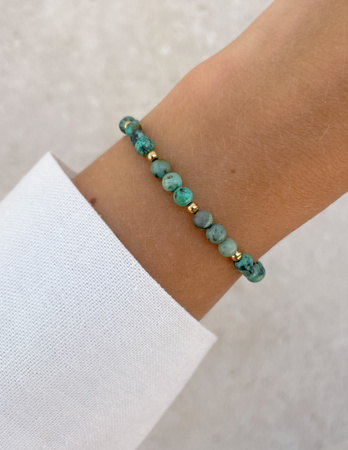 Bransoletka na gumce z turkusu z hematytem - ochrona, przyjaźń, kreatywność