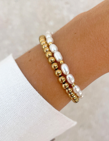 Bransoletki na gumce - perły Bella z hematytem