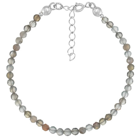 Bransoletka srebrna z kamieni naturalnych agat botswana 3mm