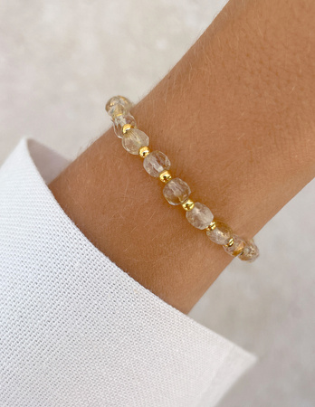 Citrin-Gummiband-Armband mit Hämatit - Erfolg, Glück und Wohlstand