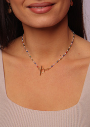 Necklace Zodiac Sign Cancer Natural Stones Gold-Plated Toggle