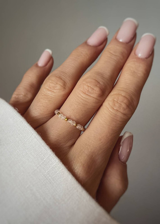 Pierścionek Elastyczny Kamienie Naturalne Kryształ Górski