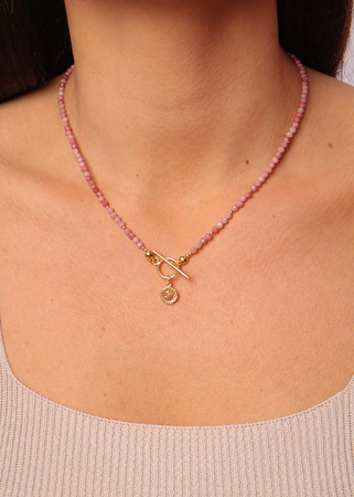 Naszyjnik rodonit toggle z zawieszką