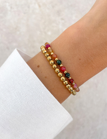 Bransoletki na gumce - mix agatów z hematytem