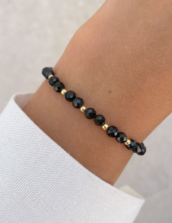 Bransoletka na gumce z czarnego turmalinu z hematytem - ochrona, pamięć, wsparcie