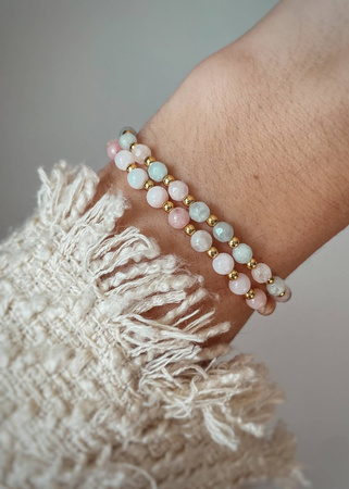 Zestaw Dwóch Bransoletek z Opali i Morganitów