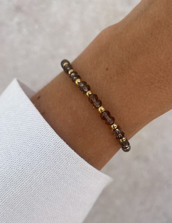 Bransoletka na gumce jadeit brązowy - szczęście, pomyślność, spełnienie marzeń