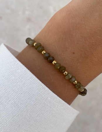 Bransoletka na gumce jadeit oliwkowy - szczęście, pomyślność, spełnienie marzeń