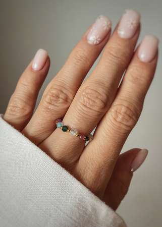 Pierścionek elastyczny znak zodiaku Waga pozłacana