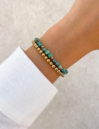 Bransoletki na gumce - turkus afrykański z hematytem