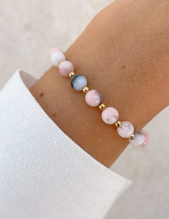 Bransoletka na gumce z opalu z hematytem - ochrona, optymizm, kreatywność