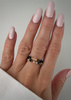 Set of Three Elastic Natural Stone Rings - Champagne Cubic Zirconia and Rhodonite