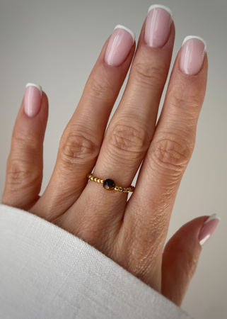 Pierścionek elastyczny hematyt, tygrysie oko - siła, odwaga, ochrona, sukces, szczęście