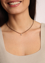 Necklace made of natural smoky quartz stones, chalcedony pendant