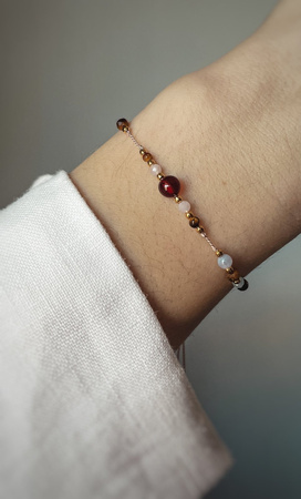 Bransoletka znak zodiaku Bliźnięta pozłacane kulki 