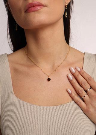 Necklace made of natural stones dendritic agate gold-plated toggle with a pendant