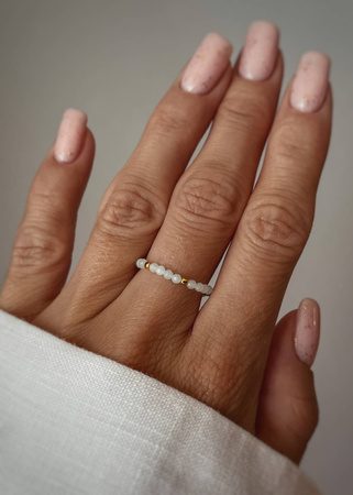 Pierścionek Elastyczny Kamienie Naturalne Amazonit