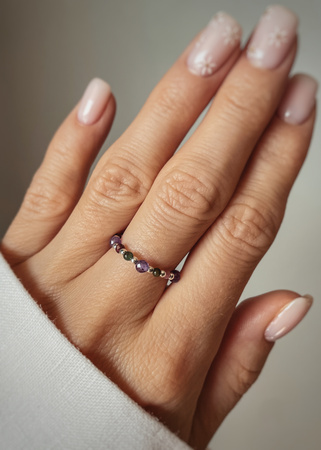 Pierścionek elastyczny znak zodiaku Baran srebrny