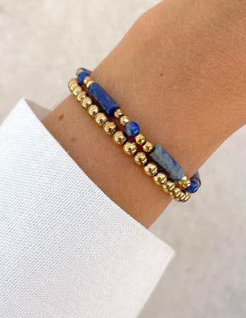Bransoletki na gumce - lapis lazuli z hematytem