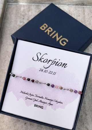 Bransoletka znak zodiaku Skorpion srebrne kulki