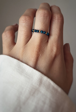 Pierścionek elastyczny kamienie naturalne lapis lazuli