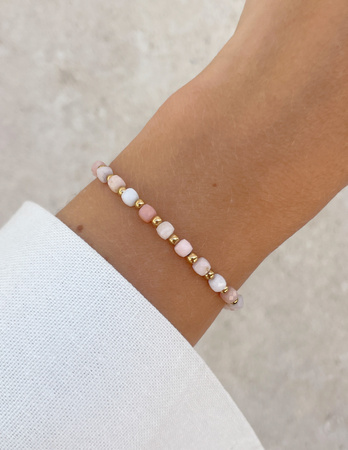 Bransoletka na gumce z opalu z hematytem - optymizm, kreatywność, entuzjazm